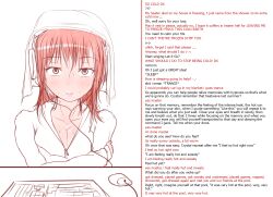  ambiguous_pov blush breasts caption cleavage crystal_(zko) dazed empty_eyes expressionless femsub headphones large_breasts looking_at_viewer monochrome open_mouth original pink_hair pov pov_dom sketch sweat tech_control text unaware user_interface webcam zko 