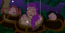  bare_breasts bare_shoulders bestiality black_hair blush braid cleavage coils colorrings disney femsub jungle kaa kaa_eyes kpop_demon_hunters lipstick maledom mira_(kpop_demon_hunters) night one_eye_open pink_hair precum purple_hair rumi_(kpop_demon_huunters) sleepy smile snake tail the_jungle_book trees twintails zoey_(kpop_demon_hunters) 