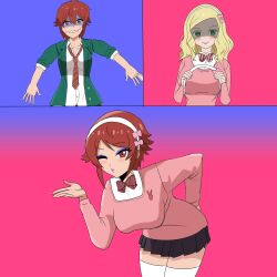  before_and_after blonde_hair carol_olston femdom feminization femsub happy_trance hypnotic_accessory large_breasts miragesand red_hair short_hair tomboy tomo-chan_is_a_girl tomo_aizawa 