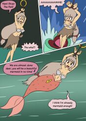 age_of_calamity bikini bikini_top bondage comic failed_infiltration impa large_breasts long_hair mermaid midriff mythkaz nintendo seashell_clothing tagme text the_legend_of_zelda transformation