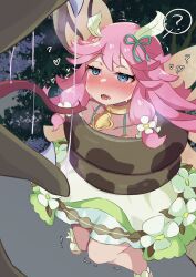  absurdres blue_eyes coils collar confused dazed dragalia_lost drool fairy femsub flower hair_ornament heart_eyes heavy_eyelids imminent_vore maruichi_pepeto notte_(dragalia_lost) open_mouth pink_hair ribbon snake symbol_in_eyes wings 