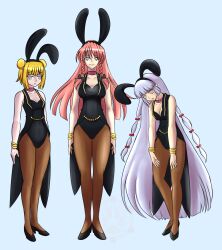  blonde_hair bunny_ears bunnysuit cleavage cosplay dazed dragon_quest_(series) dragon_quest_xi fake_animal_ears female_only femsub fujiwara_no_mokou happy_trance hong_meiling jade_(dragon_quest_xi) katsiika leaning_forward mayumi_joutouguu multiple_girls multiple_subs pink_hair silver_hair spiral_eyes standing standing_at_attention symbol_in_eyes touhou unhappy_trance 