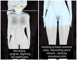  3d absurdres collar comic female_only graybot rwby tech_control tepmarmy text weiss_schnee 