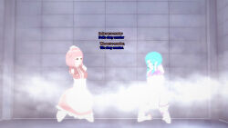  3d blue_hair dollification empty_eyes himeno_fumi koikatsu! long_hair maid maid_headdress my_hime original pink_hair short_hair silvrain_(sonrio) sonrio12 text 