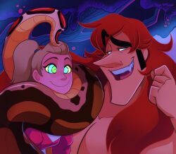  adora blonde_hair blush femsub geekgirl8 jungle kaa_eyes kenneth_(geekgirl8) maledom night original ponytail she-ra_and_the_princesses_of_power smile tail 