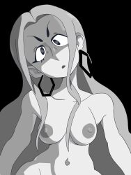 earrings expressionless female_only femsub greyscale nintendo nude oleana_(pokemon) pokemon pokemon_sword_and_shield spikyapple spiral_eyes