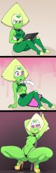 arms_above_head before_and_after bikini comic dancing drool femsub happy_trance high_heels hypnotic_screen kohiitiimo peridot pole_dancing spiral_eyes spiralwash_eyes squatting steven_universe stripper symbol_in_eyes tech_control undressing