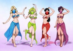  april_fools barefoot consensual dancing dispatch_(game) fantastic_four feet female_only femsub happy_trance harem_outfit invisigal_(dispatch) marvel_comics marvel_rivals multiple_girls multiple_subs my_hero_academia shinzu susan_storm tagme the_incredibles toru_hagakure violet_parr 