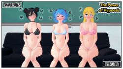  3d alice_(rollb) animated black_hair blonde_hair blue_eyes blue_hair blush breasts comic empty_eyes expressionless femsub jay_(rollb) koikatsu! kyla_(rollb) maledom mantra memory_alteration purple_hair robyn_(rollb) rollb tagme text the_power_of_hypnosis topless underwear video 