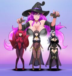  anno_(anno) black_hair camilla_(fire_emblem_fates) catsuit drool ereme_(bobbette) female_only femdom femsub fire_emblem fire_emblem_awakening fire_emblem_fates large_breasts magic nintendo original pink_hair puppet purple_hair red_hair shinzu spiral_eyes tharja witch witch_hat 