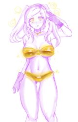  absurdres bikini blush breasts dazed expressionless female_only femsub fire_emblem fire_emblem_awakening gloves glowing hypnotic_clothing looking_at_viewer monochrome navel robin_(fire_emblem_awakening) saluting simple_background sketch smeef solo spiral_eyes standing standing_at_attention swimsuit twintails white_background yellow_eyes 