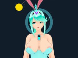  3d animated animated_gif blue_eyes blue_hair bunny_ears bunny_girl bunnysuit dazed female_only femsub hair_ornament heavy_eyelids koikatsu! lunastra nintendo pneuma_(xenoblade) xenoblade_chronicles xenoblade_chronicles_2 