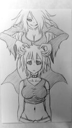 absurdres black_sclera brain_injection breasts danemis dou_(doudile) evil_smile expressionless female_only femdom femsub large_breasts long_hair myuk open_mouth original short_hair smile tattoo traditional very_long_hair