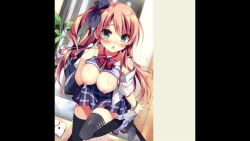  animated bra breasts caption cleavage confused female_only femsub large_breasts manip monkfish_(manipper) open_shirt pan panties panty_pull red_hair school_uniform socks spiral spiral_eyes sweat symbol_in_eyes text thighhighs topless underwear undressing video wet_clothes 