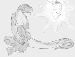absurdres bottomless breasts crystal dazed erect_nipples female_only femsub furry greyscale hebi_the_python immelmann kaa_eyes monochrome nipples nude original snake_girl spiral_eyes symbol_in_eyes tongue tongue_out topless
