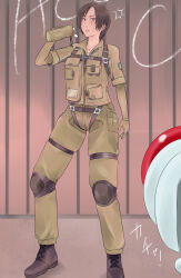  brown_hair drinking female_only military_uniform raygun short_hair uniform 