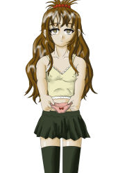 breasts brown_hair empty_eyes expressionless female_only long_hair malroth mikan_yuuki panties skirt small_breasts to_love_ru to_love_ru_darkness underwear yellow_eyes