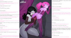 adventure_time anal black_hair boots bottomless breasts caption collar consensual corset dildo female_only femdom femsub gloves grey_skin hypnotized_dom large_breasts large_insertion licking long_hair manip marceline multiple_girls norasuko nude opera_gloves pink_hair pink_skin princess_bubblegum ring_eyes sex sex_toy submissive_hypnotist text themodrenman_(manipper) thigh_boots topless trance_break trigger yuri
