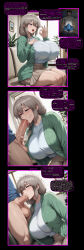 breasts comic cum cum_in_mouth dazed empty_eyes english_text erection erection_under_clothes fellatio femsub huge_breasts large_breasts maledom manip milf netorare open_mouth silver_hair sleeping tagme text thought_bubble tiechonortheal_(manipper) tongue tongue_out tsuki_uzaki uzaki-chan_wants_to_hang_out!
