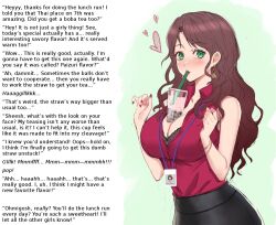  altered_common_sense breasts brown_hair caption caption_only chungmechanic cleavage dorothea_arnault femsub fire_emblem fire_emblem_three_houses food green_eyes happy_trance huge_breasts manip meme monsieurchuchote_(writer) nintendo office_lady sexually_suggestive simulated_fellatio skirt tagme text unaware 