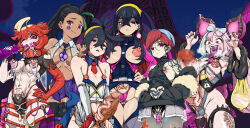 absurdres altered_common_sense alternate_costume black_hair blue_hair blush body_markings body_writing breasts breasts_outside cameltoe carmine_(pokemon) dildo earrings expressionless eye_color_change facial_markings femsub futanari futasub glasses gloves hand_on_hip happy_trance iono_(pokemon) kieran_(pokemon) large_breasts large_penis long_hair looking_at_viewer malesub mela_(pokemon) multicolored_hair multiple_girls multiple_subs nail_polish nemona_(pokemon) night nintendo nipples orange_hair outdoors pecharunt penis penny_(pokemon) pink_hair pokemon pokemon_scarlet_and_violet purple_eyes qmidcplcvg3jijj qos red_hair ring_eyes short_hair smile tattoo tears tongue tongue_out very_long_hair