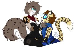 ash_(ashkelling) brown_hair cat_girl clothed femdom furry glowing glowing_eyes happy_trance kathrin_vaughan kittydee leopard_boy magic malesub open_mouth original simple_background twokinds