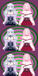  femsub glowing_eyes himisakichill meme mind_break nyarukavt pink_hair pixel_art tsukino_hikari virtual_youtuber white_hair 