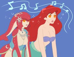  ariel breasts breath_of_the_wild disney expressionless female_only femsub fish_girl furry hypnotic_audio hypnotic_music large_breasts leaning_forward long_hair mermaid mipha nintendo open_mouth plsgts princess red_eyes red_hair the_legend_of_zelda the_little_mermaid underwater zora 