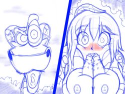  coils comic dazed disney double_penis jungle kaa kaa_eyes large_breasts lynn_(renaissanceofchaos) monochrome nude original paizufella paizuri renaissanceofchaos short_hair snake snake_penis the_jungle_book 