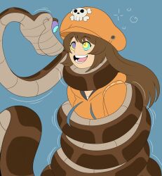  clothed coils disney femsub guilty_gear happy_trance hypnotic_eyes kaa kaa_eyes may_(guilty_gear) open_mouth plsgts smile snake symbol_in_eyes the_jungle_book 