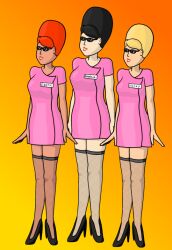 alien alien_girl black_hair blonde_hair breasts changer corruption dc_comics femsub fishnets happy_trance high_heels large_breasts red_hair small_breasts standing standing_at_attention starfire super_hero supergirl superman_(series) teen_titans thighhighs wonder_woman