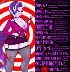 breasts caption cleavage femdom furry ladylacie13_(manipper) large_breasts male_pov malesub manip my_little_pony pov pov_sub spiral starlight_glimmer text wolfmask