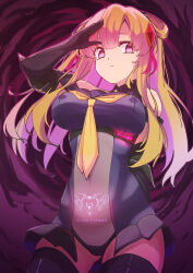  aura ayuman_oekaku blonde_hair breasts crotch_tattoo empty_eyes erect_nipples erect_nipples_under_clothes expressionless female_only femsub fletcher_(kantai_collection) gloves glowing hair_ornament harness hypnotic_accessory kantai_collection leotard long_hair looking_at_viewer opera_gloves pink_eyes saluting see-through signature skirt solo spiral_background standing standing_at_attention tattoo text thighhighs tie 