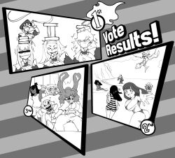  angry animal_ears beach bikini bikini_bottom bikini_top bunny_ears closed_eyes clothed demon demon_girl eyepatch faetomi glasses horns long_hair maid mask multiple_girls original piercing robot robot_girl short_hair siren sweat syringe tears whip whipping wings 