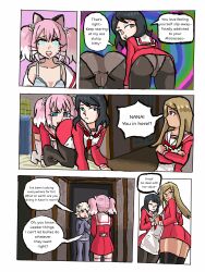  ass ass_focus ass_worship bent_over black_hair blue_eyes border brown_eyes cat_ears closed_eyes comic elizabethwhitfujoshi english_text eyebrows_visible_through_hair female_only femdom femsub flower flower_in_hair gyaru hair_ornament happy_trance hypnotic_ass instant_loss jeans kaori_takanashi kirara_habu kogal multicolored_hair multiple_doms multiple_girls nana_hiiragi open_mouth panties purple_eyes school_uniform sitting sitting_on_face skirt speech_bubble spiral spiral_eyes spiralwash_eyes symbol_in_eyes talentless_nana text thigh_gap thighhighs thighs tight_clothing tongue tongue_out twintails underwear uniform yuri 