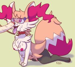  bottomless braixen breasts collar cum cum_on_body cum_on_breasts cum_on_face discolored_nipples ellistia femsub furry happy_trance leash maledom nintendo non-human_feet nude open_mouth penis pet_play pokemon pokemon_(creature) pregnant tech_control tongue tongue_out topless visor 