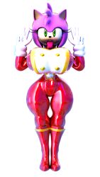 3d amy_rose ass breasts female_only femsub furry gloves green_eyes hedgehog_girl high_heels huge_breasts latex meat_corp military_uniform palisal sonic_the_hedgehog_(series) standing standing_at_attention tongue tongue_out uniform