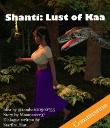  3d aged_up barefoot black_hair breasts disney feet huge_breasts kaa moomaster37 ponytail shanti snake text the_jungle_book vore 