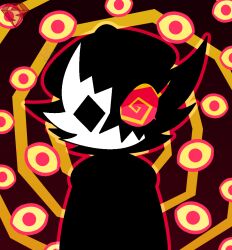  beret eyelashes femdom folly_(regretevator) hypnoscream hypnotic_eyes looking_at_viewer mask monster_girl nightmare_fuel pov_sub red_sclera regretevator roblox simple_background solo spiral_background spiralwash_eyes watermark yellow_eyes 
