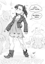 absurdres aware black_hair catalepsy choker coin dress femsub gloria_(pokemon) gmun greyscale high_heels hypno hypnovember jacket marnie_(pokemon) monochrome multiple_doms multiple_girls multiple_subs nail_polish nintendo outdoors pendulum pokeball pokemon pokemon_(creature) pokemon_sword_and_shield pokephilia sex spread_legs standing thought_bubble trembling twintails