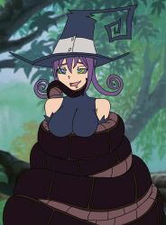 blair bondage breasts clam128512 coils disney drool femsub happy_trance hat kaa kaa_eyes purple_hair snake soul_eater the_jungle_book witch witch_hat