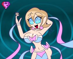  aged_up alternate_costume ambiguous_pov blonde_hair blue_background blue_eyes bow bracelet choker cleavage collarbone dancer dancing earrings eyebrows_visible_through_hair femsub happy_trance harem_outfit hypnoscream hypnotized_hypnotist large_ass large_breasts loincloth looking_at_viewer midriff navel nintendo no_panties open_mouth pokemon pokemon_(anime) pokemon_x_and_y ribbon ring_background serena shiny_hair shiny_skin short_hair simple_background smile spiralwash_eyes story sylveon watermark wide_hips 