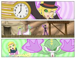 color dueling_hypnotists gardevoir jesturia pocket_watch pokemon princess_peach princess_zelda resisting spiral_eyes suit super_mario_bros. super_smash_bros. tagme the_legend_of_zelda