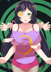  animated animated_gif bare_shoulders black_hair breasts empty_eyes female_only green_eyes groping hair_ribbon happy_trance holding_breasts love_live! love_live!_school_idol_project manip nozomi_toujou open_mouth pendulum phantom_hand pocket_watch pompom_(manipper) ponkotsu purple_hair ribbon twintails 