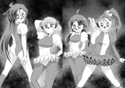  alternate_costume arms_above_head arms_behind_back asuka_takizawa bangs breasts clown_girl clownification corruption crossover eye_mask female_only greyscale hell_teacher_nube hell_teacher_nube:_at_0_a.m._nube_dies!! ichinose_minori jester knee-high_boots leggings long_hair looking_at_viewer looking_back manatsu_natsuumi multiple_subs noguchi_shouta pantyhose ponytail precure sango_suzumura short_hair skirt smirk tropical_rouge_precure twintails 