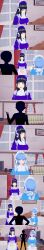  black_hair blue_hair comic dialogue empty_eyes fembot femsub happy_trance hinata_hyuuga koikatsu! long_hair maid maid_headdress naruto_(series) neon_genesis_evangelion rei_ayanami short_hair tech_control text yb1999 