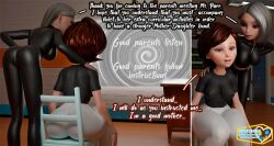  3d ass bent_over blender brown_hair comic female_only femdom femsub helen_parr hypnotic_screen leggings milf mirage_(the_incredibles) spiral supercasket tech_control text the_incredibles white_hair 