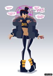 4five1 androgynous collar crop_top high_heels jacket male_only malesub navel original pants ring_eyes short_hair text updo