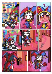  carlo_robb_(artist) carlo_robb_(colorist) closed_eyes comic complex_background fart female_only femsub floating happy_trance hypnotic_eyes hypnotic_gas jester kaa_eyes pheromones pomni smell smile the_amazing_digital_circus 