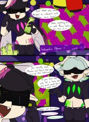  body_swap callie_(splatoon) choker comic dezzy dialogue dj_octavio helmet hypnoshades kimono marie_(splatoon) nintendo octarian panties purple_eyes splatoon squid_sisters tattoo yellow_eyes 